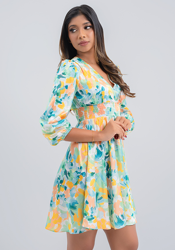 JANE GREEN PRINTED DRESS